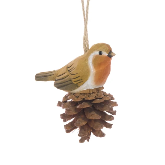 Wooden Robin Hanging Tree Decoration