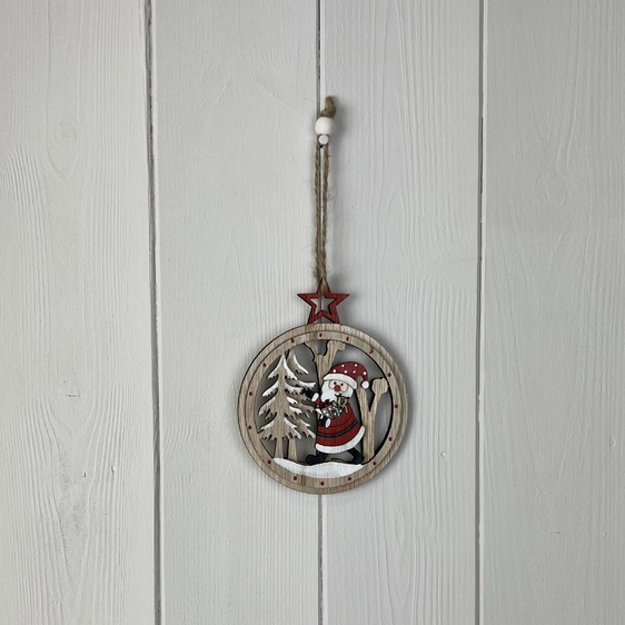 Wooden Santa Tree Decoration