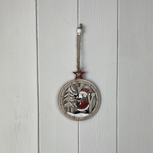 Wooden Santa Tree Decoration
