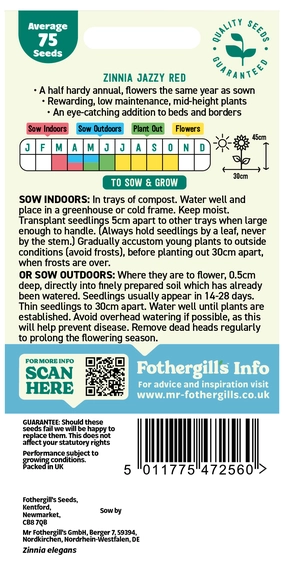 Zinnia Jazzy Red - image 2
